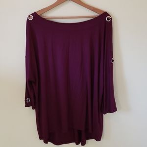 Cable & Gauge Maroon Cold Shoulder Top